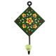 Ceramic Floral Tile Hook in Forest Green